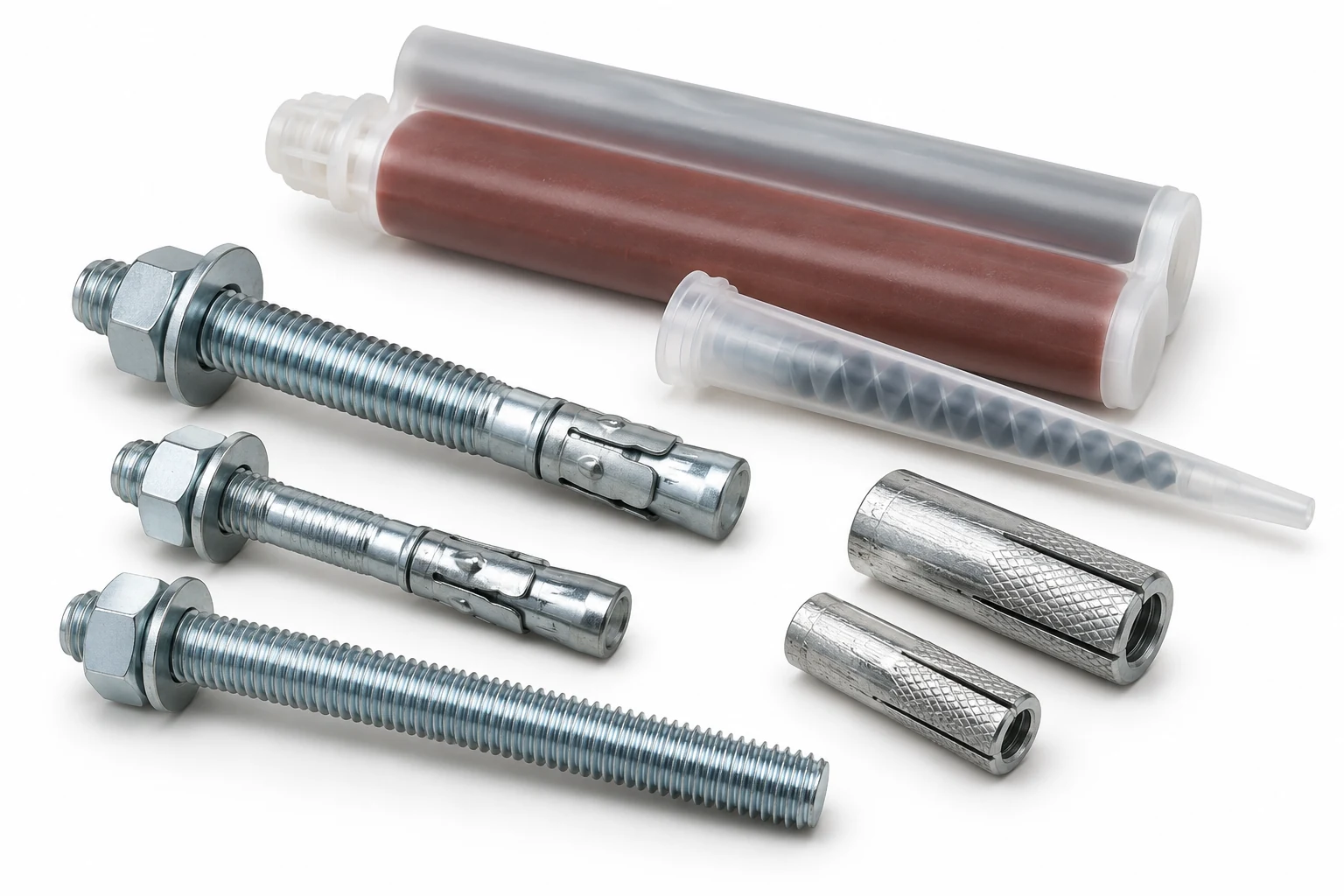 Mechanical anchor bolts and chemical anchors product illustration