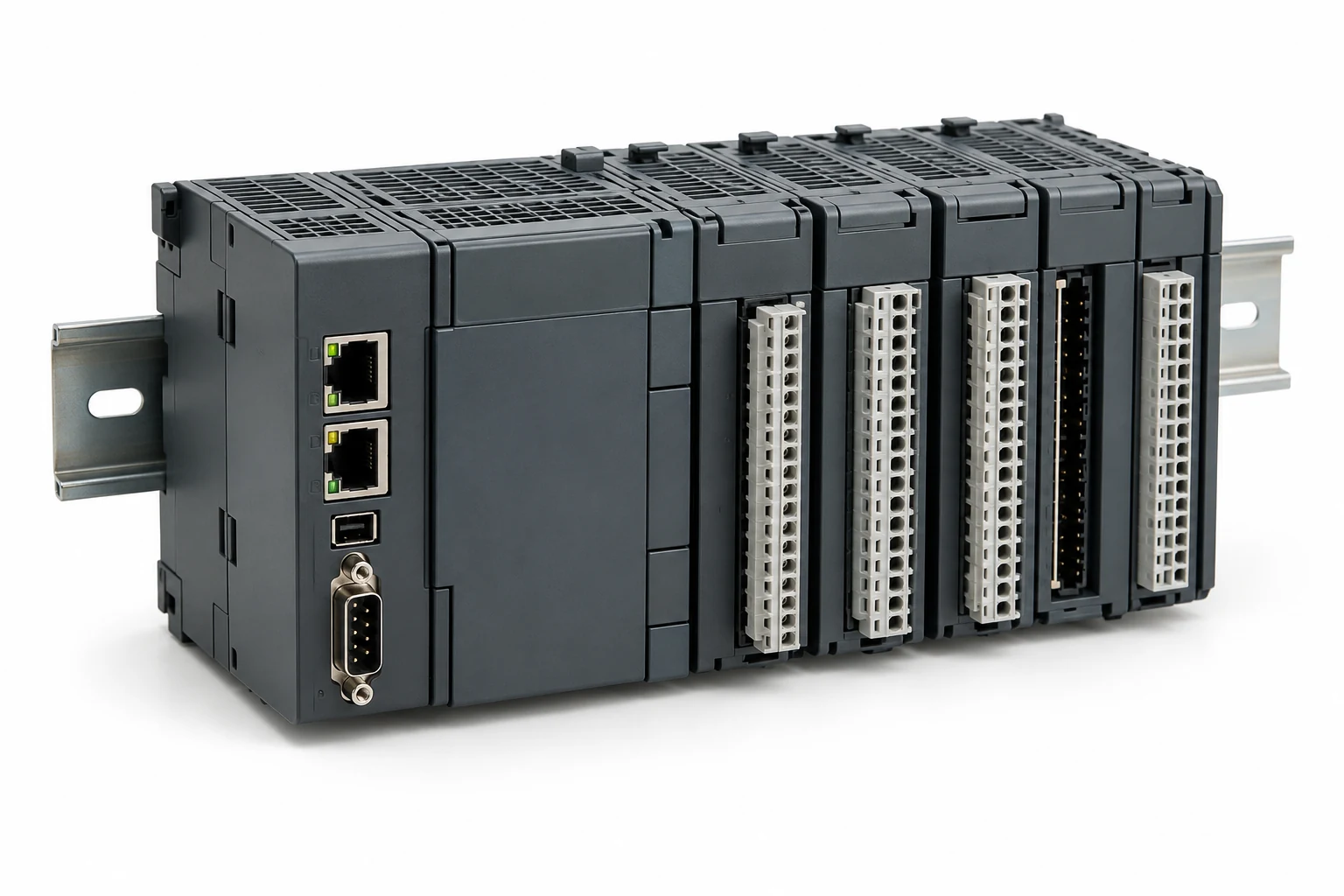 PLC, I/O modules and control hardware product illustration