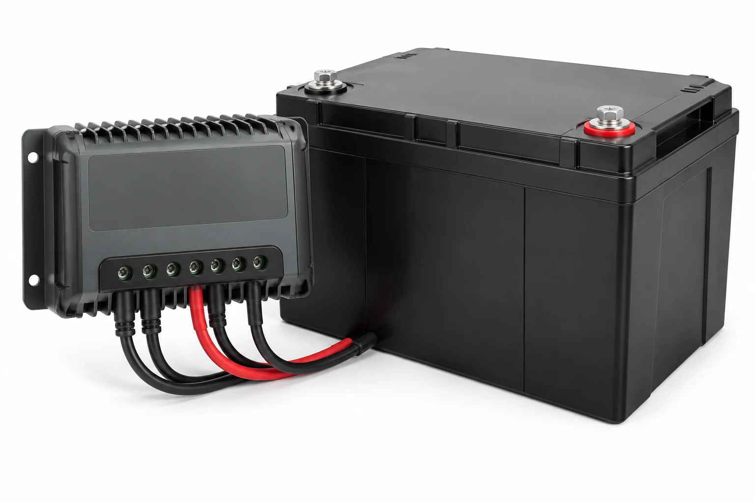 Solar lighting controller and LiFePO4 battery — product image