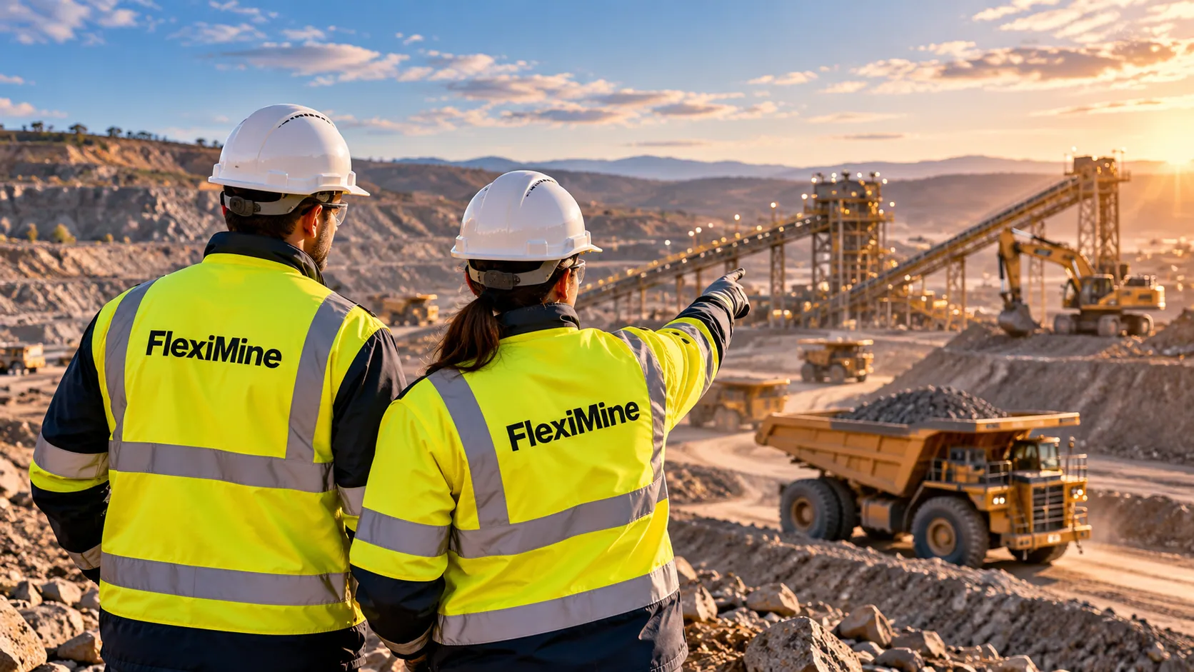 Illustrative mining site and workforce