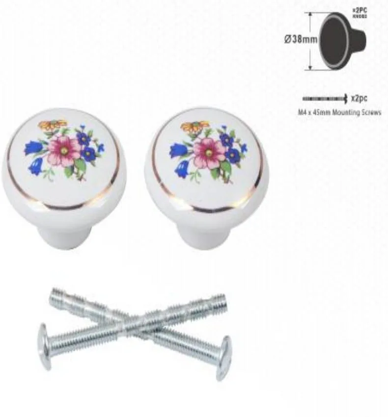 YIAD Floral Ceramic Knobs 38 mm — product image