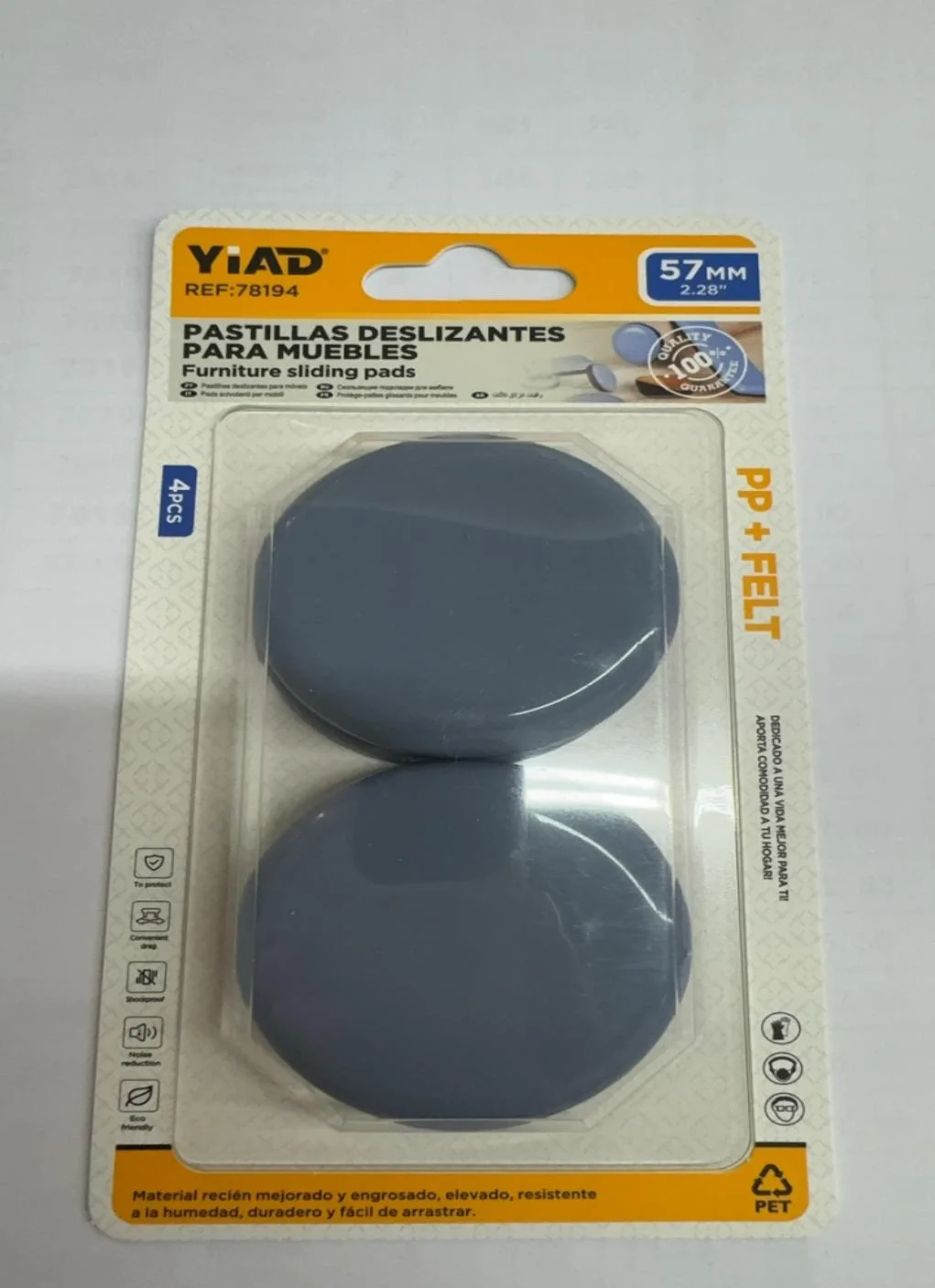 YIAD Light-Blue Furniture Sliding Pads 57 mm — product image