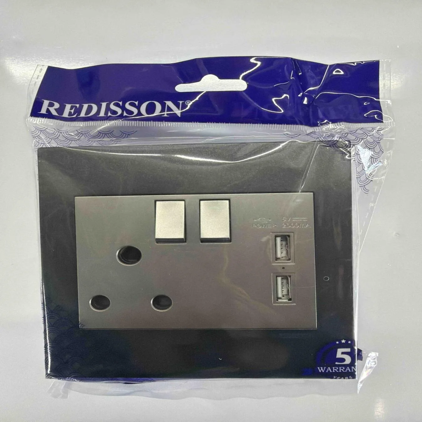 REDISSON Switched Socket Plate with USB REDS001-CSG-USb — product image