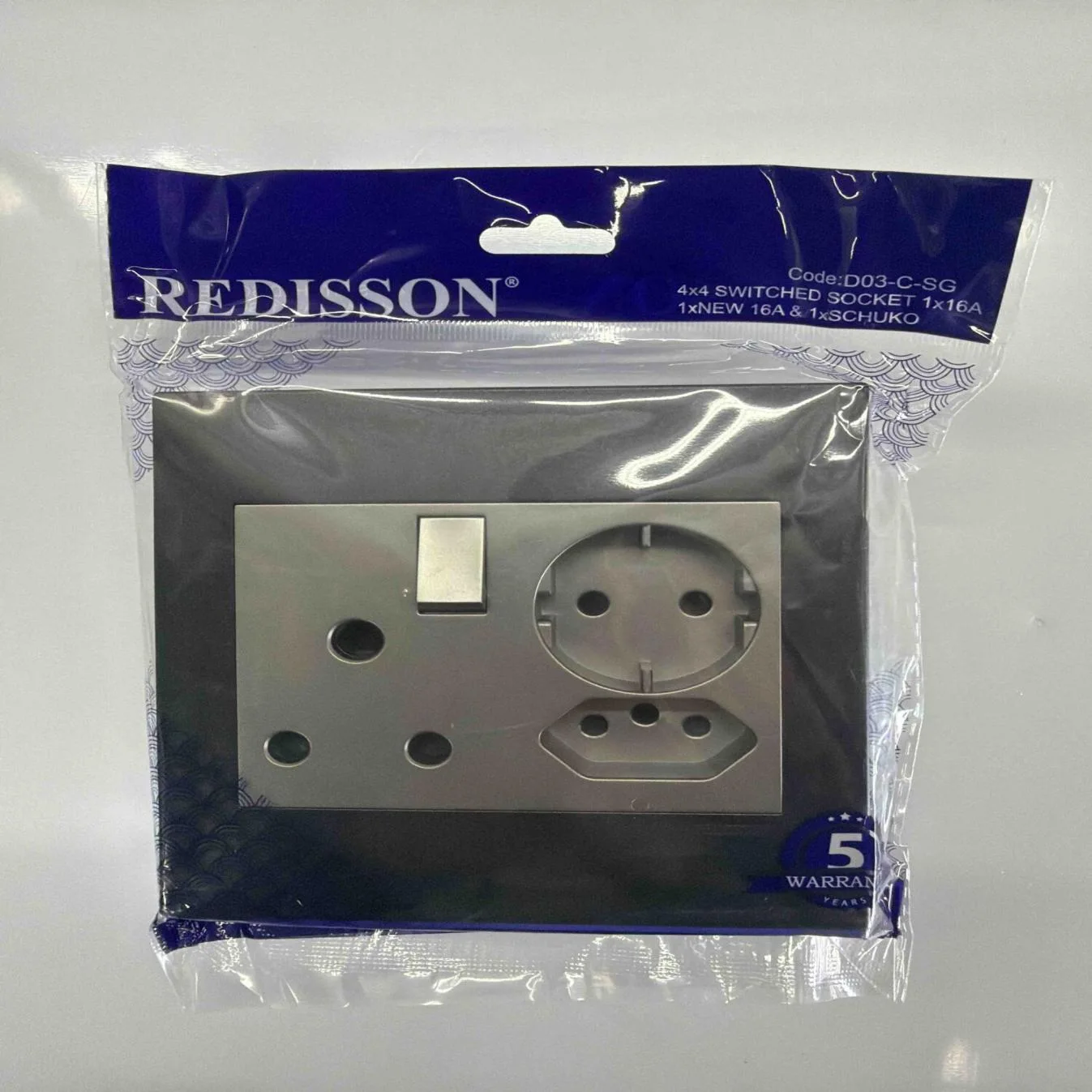 REDISSON Grey Switched Socket Plate REDD03-CSG — product image