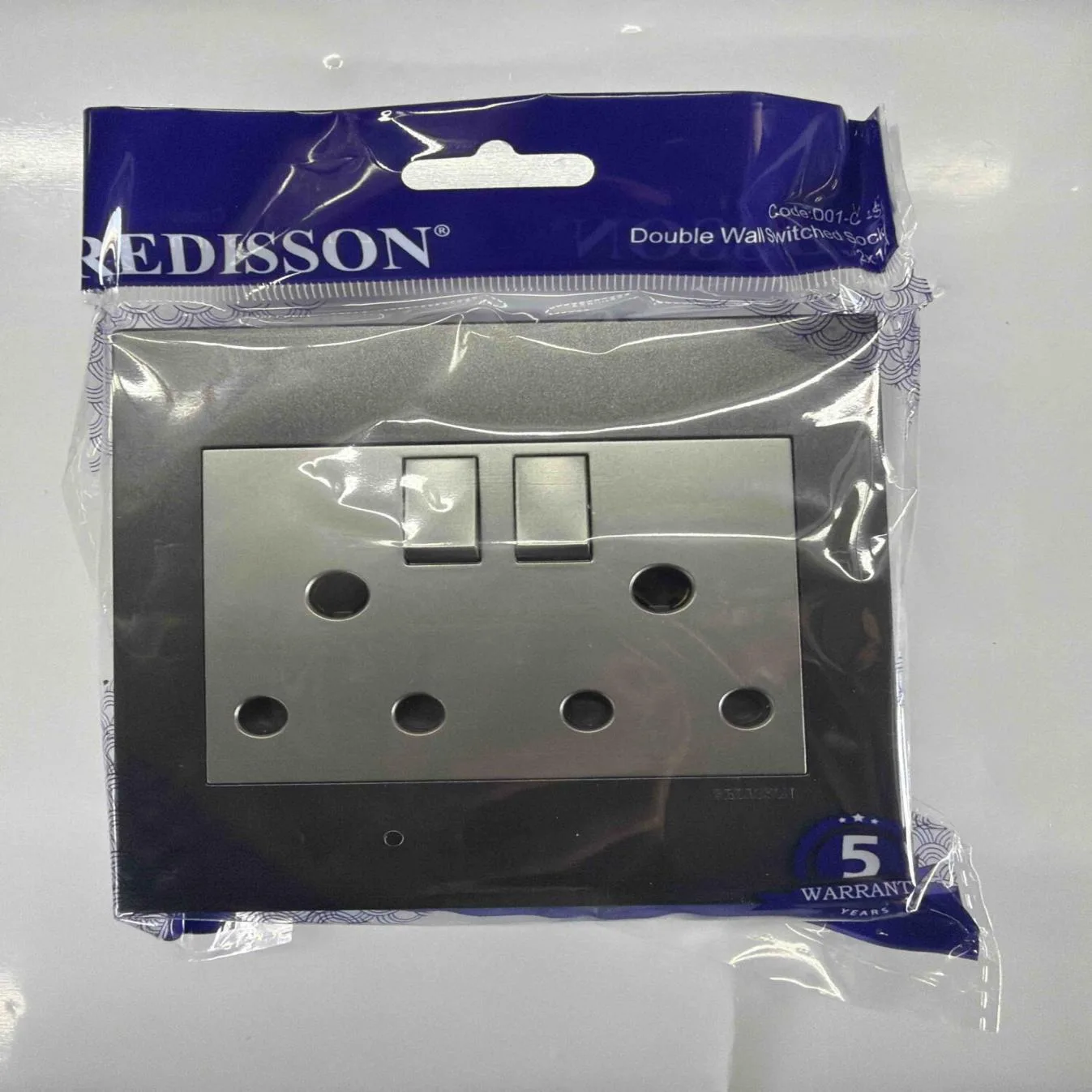 REDISSON Grey Double Switched Socket Plate REDD01-CSG — product image