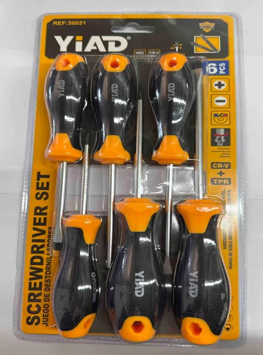 YIAD 6-piece Two-colour-handle Screwdriver Set — product image