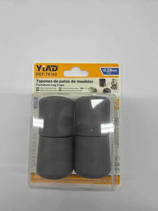 YIAD 4-piece Grey TPR Furniture Leg Cap Pack 28 mm — product image