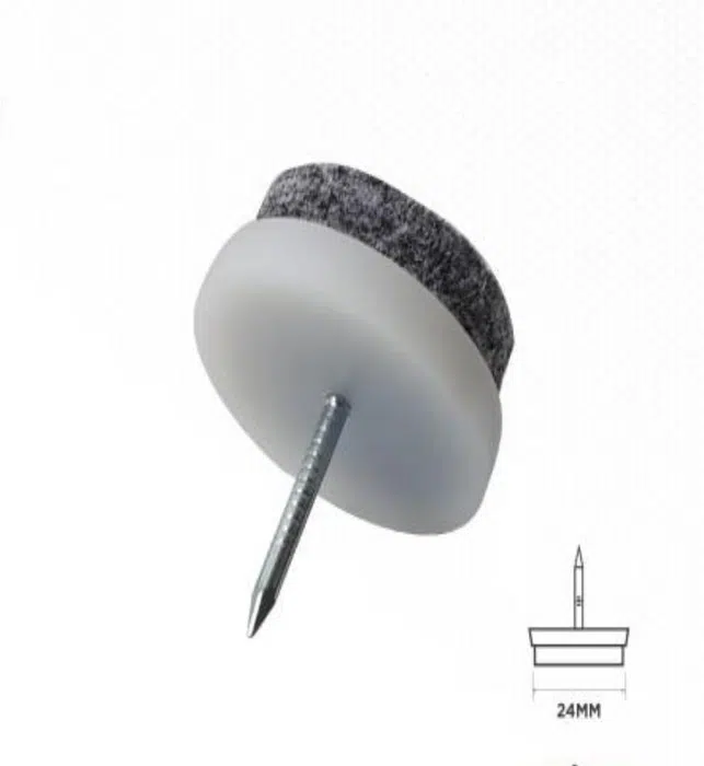 YIAD 12-piece White Nail-on Furniture Pad Pack 24 mm — product image