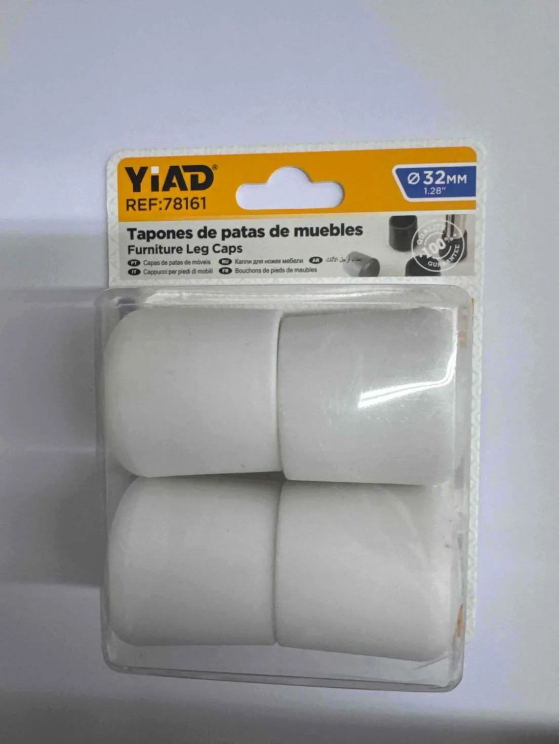 YIAD 4-piece White TPR Furniture Leg Cap Pack 32 mm — product image
