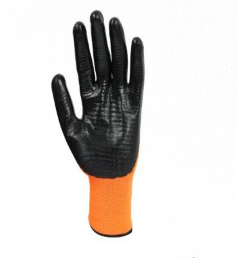 YIAD Orange Knit Work Gloves with Textured Black Palm — product image