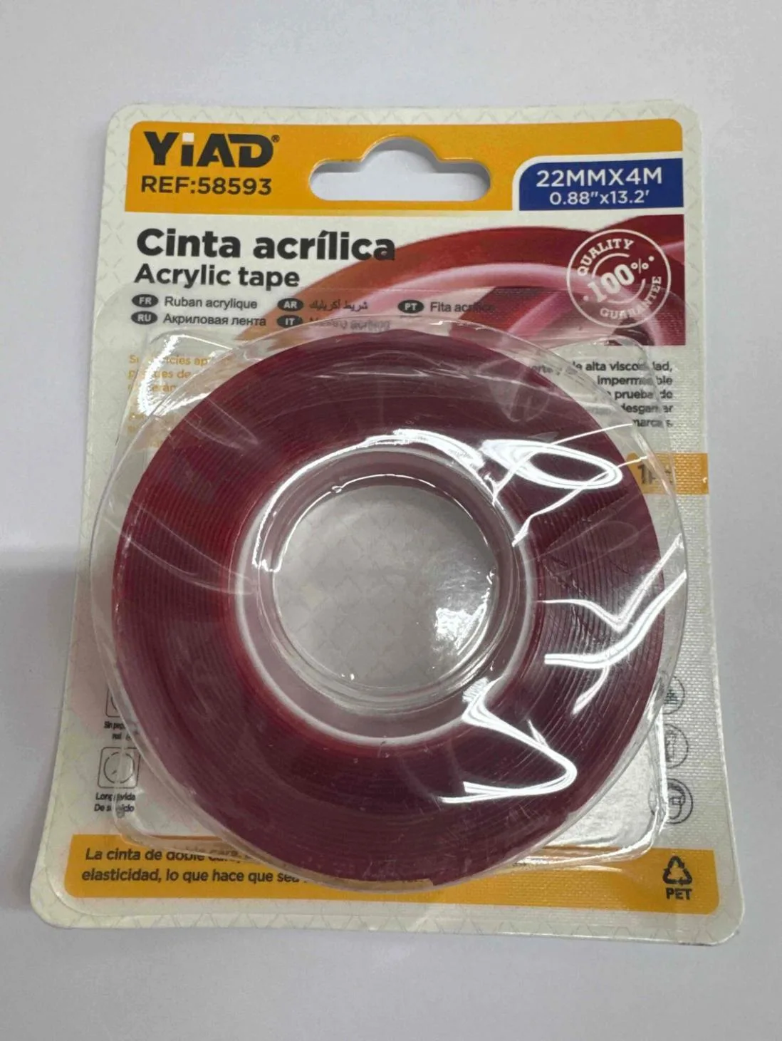 YIAD Red Acrylic Adhesive Tape 22 mm x 4 m — product image
