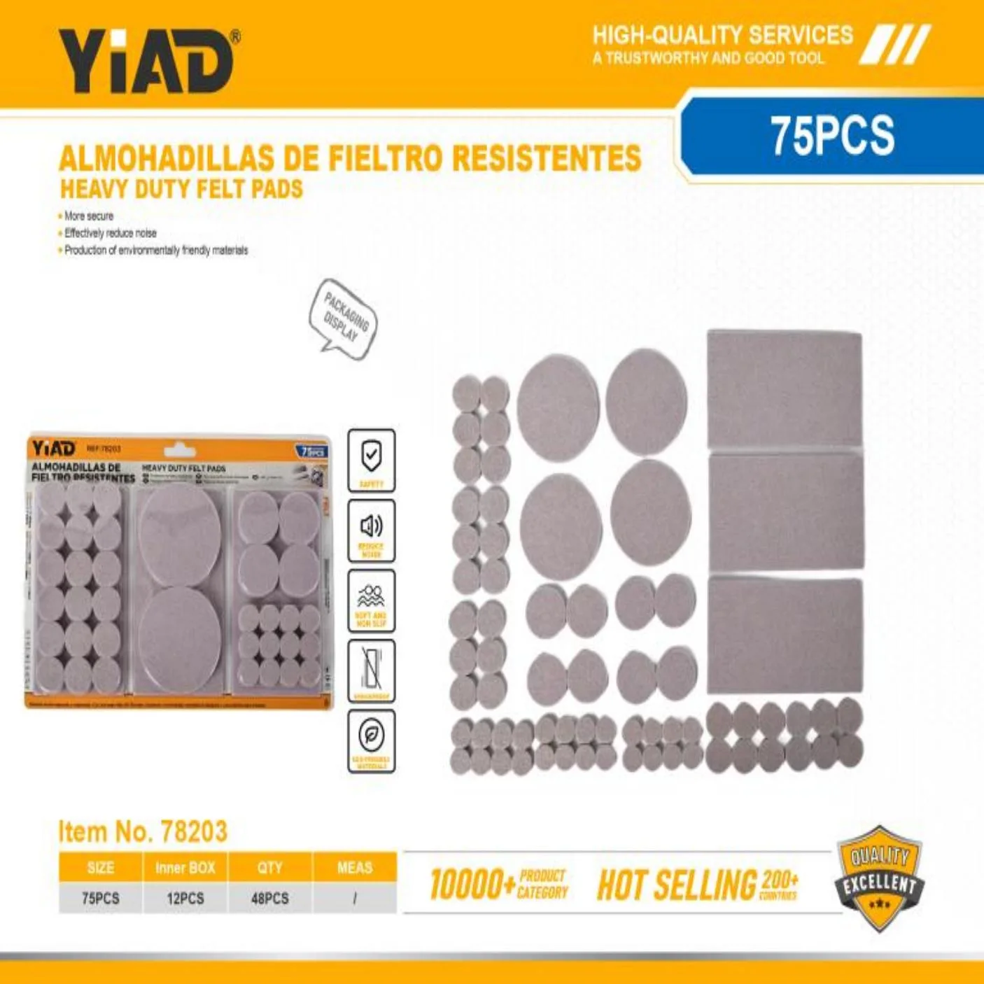 YIAD Beige Furniture Pad Assortment, 75 Pieces — product image