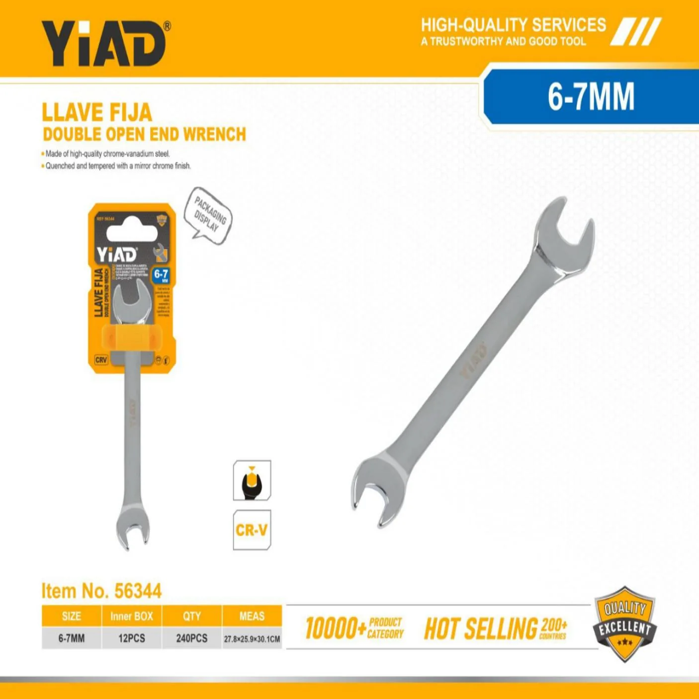 YIAD Double Open-End Spanner 6 x 7 mm — product image