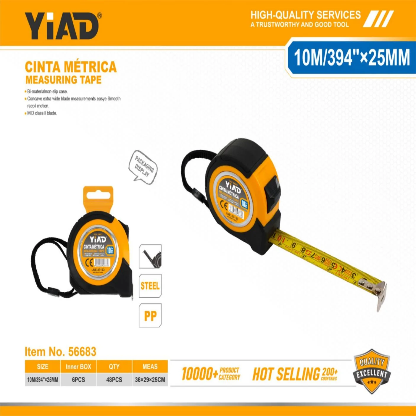 YIAD Measuring Tape 10 m x 25 mm — product image