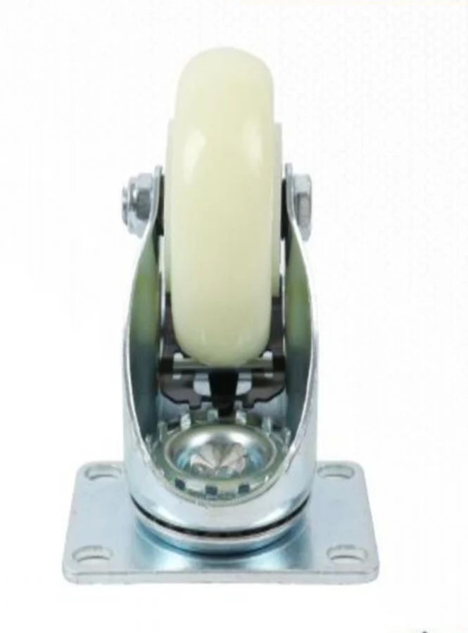 YIAD White PP Plate-mounted Castor with Double Brake
